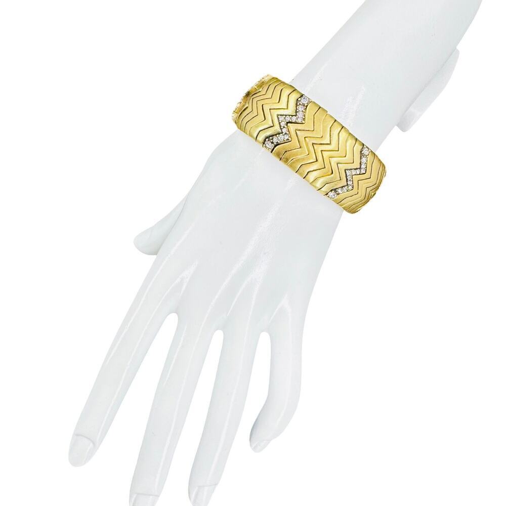 J. Crew Bracelet WW Link Accented with Rhinestones Stretchy Signed